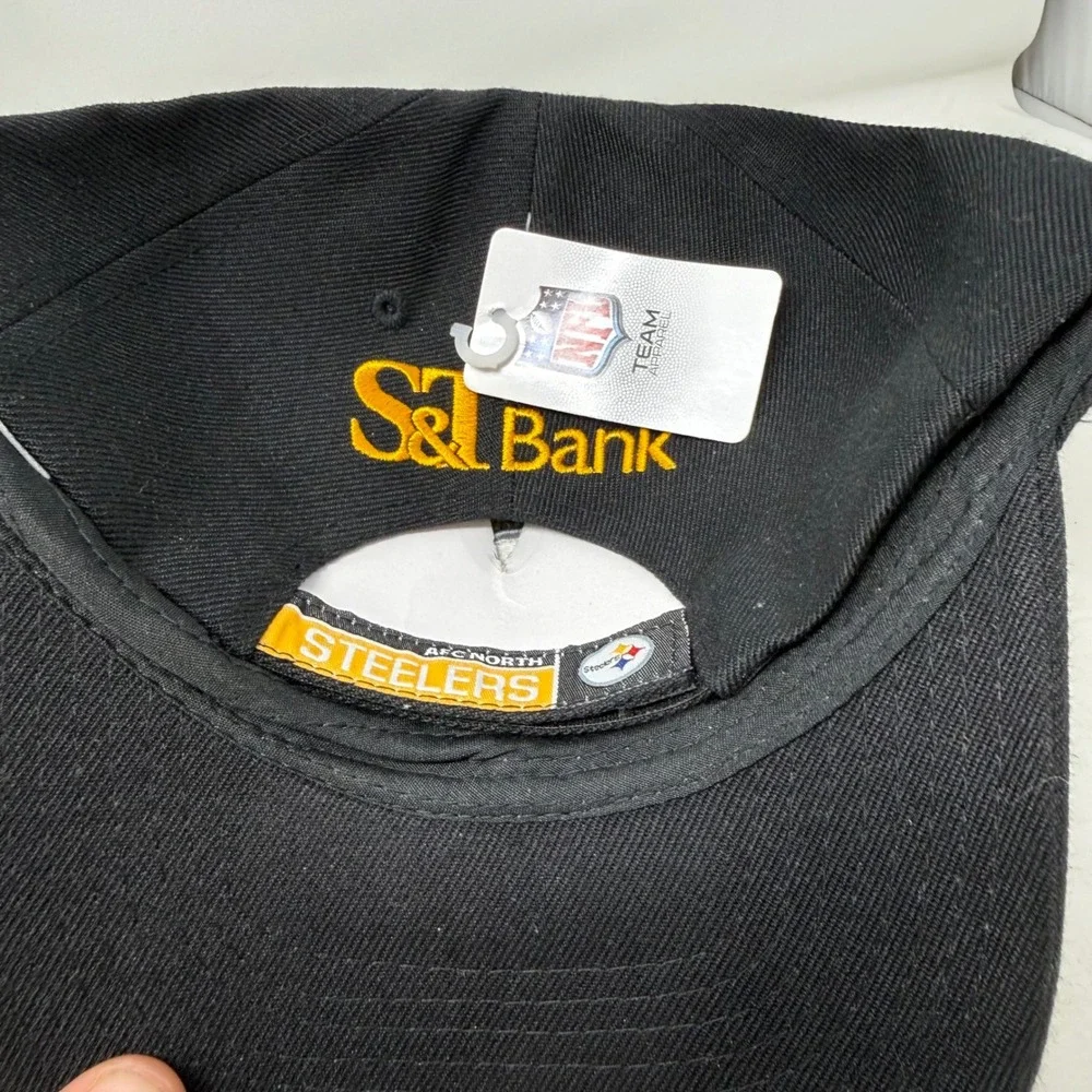 NFL Team Apparel Pittsburgh Steelers Hat Black Adjustable S&T Bank Promo Cap